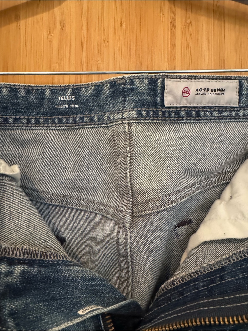 AG Adriano Goldschmied Slim Straight Washed Blue Jeans- 34R - Picture 4 of 5